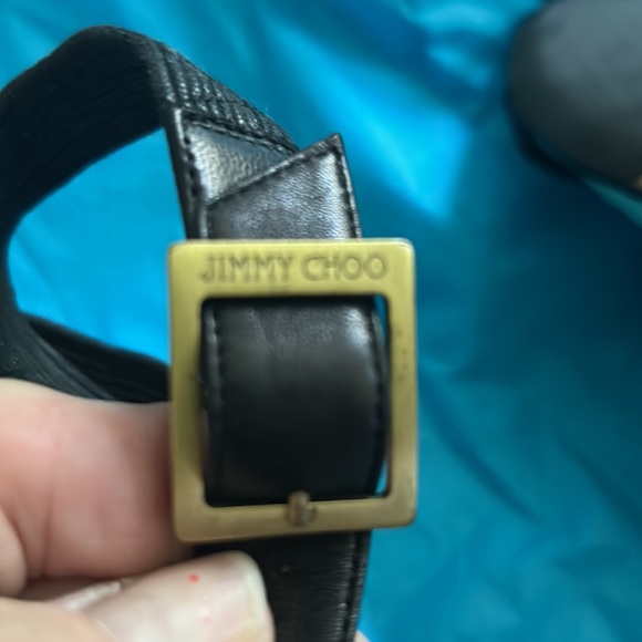 Jimmy Choo black high heel gladiator style with gold bands size 39 1/2 New - Picture 9 of 11